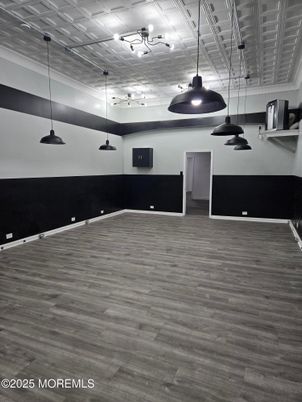 Empty room, Interior, Pendant Lights, Wood Texture Flooring