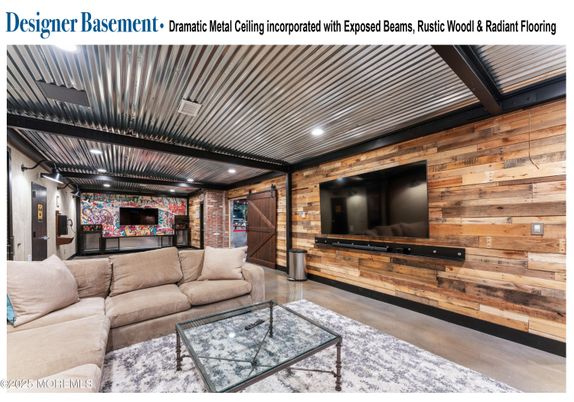 Fireplace, Interior, Living room, Recessed Lighting, Stone Walls, Wood Texture Flooring, Wooden Walls