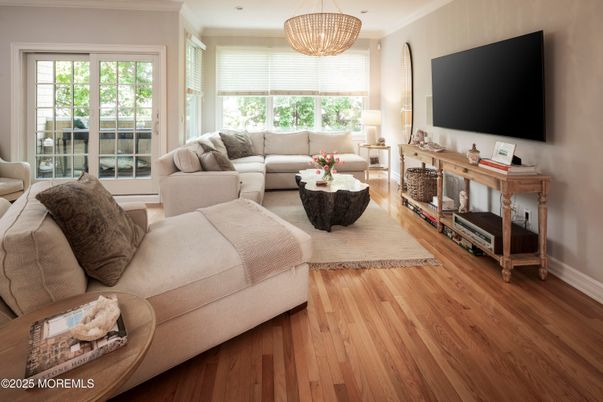 Chandelier, Interior, Living room, Recessed Lighting, Wood Texture Flooring