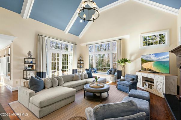 Chandelier, Fireplace, Interior, Living room, Wood Texture Flooring