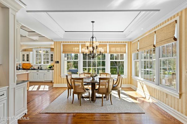 Chandelier, Dining room, Interior, Wood Texture Flooring