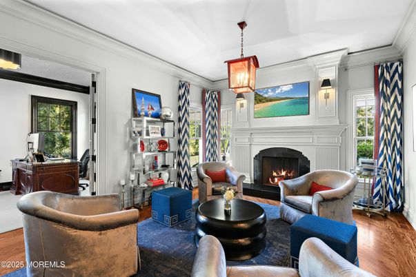 Fireplace, Interior, Living room, Pendant Lights, Wood Texture Flooring