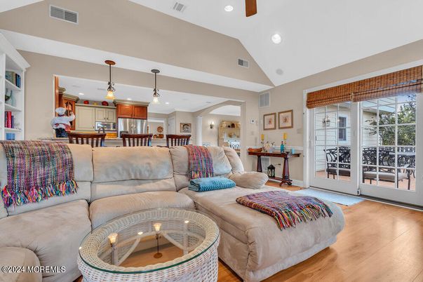 Interior, Kitchen, Living room, Pendant Lights, Recessed Lighting, Wood Texture Flooring
