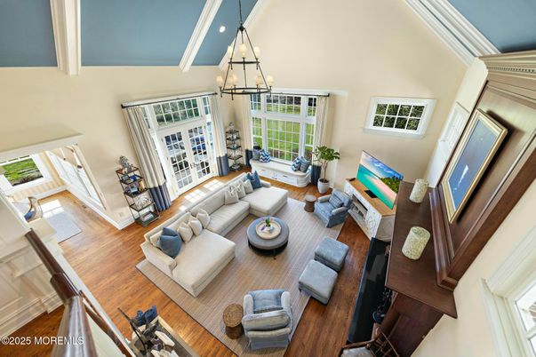 Chandelier, Interior, Living room, Pendant Lights, Wood Texture Flooring