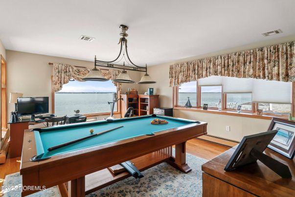 Billiard Table, Game Room, Interior, Water, Wood Texture Flooring