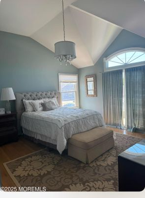 Bedroom, Interior, Pendant Lights, Wood Texture Flooring