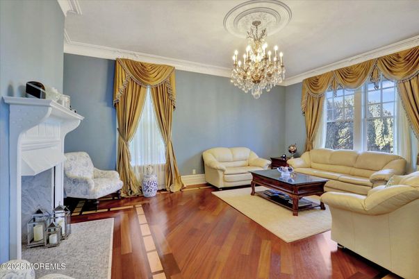 Chandelier, Interior, Living room, Wood Texture Flooring