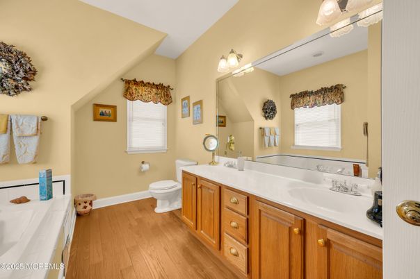Bathroom, Dual Sink Vanities, Interior, Wood Texture Flooring