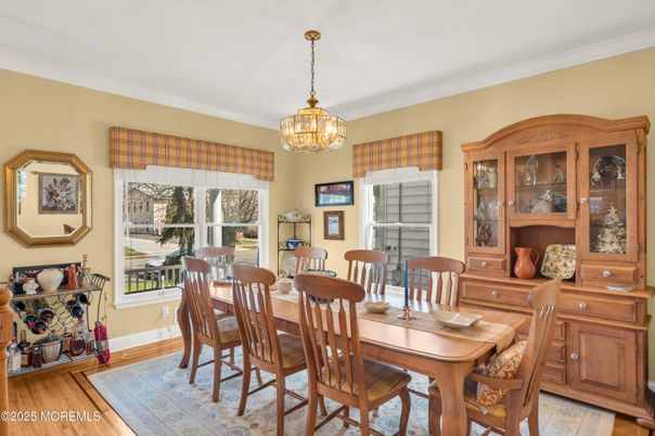 Chandelier, Dining room, Interior, Wood Texture Flooring