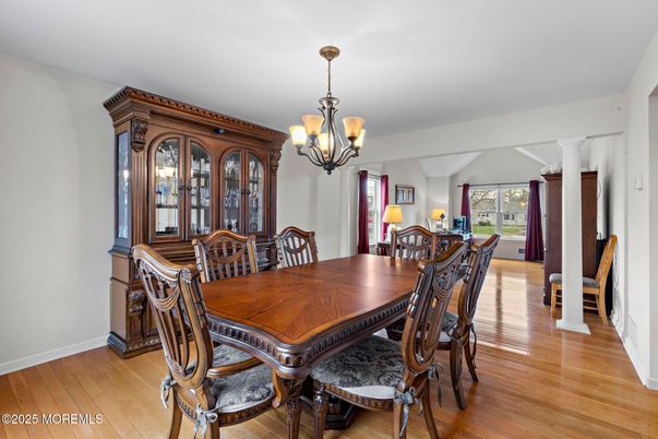 Chandelier, Dining room, Interior, Wood Texture Flooring