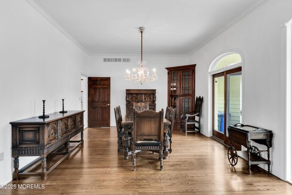 Chandelier, Dining room, Interior, Wood Texture Flooring