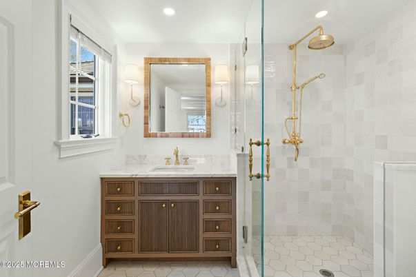Bathroom, Glass Shower, Interior, Recessed Lighting