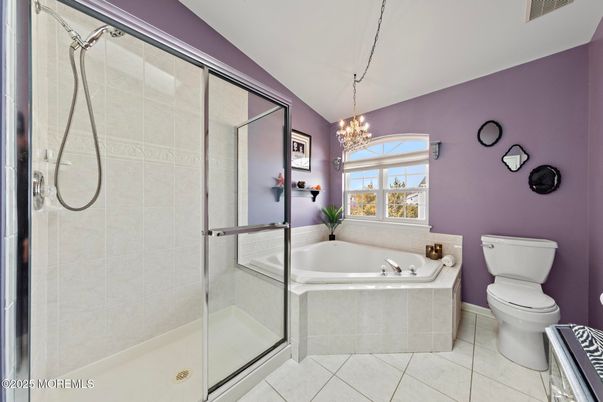 Bathroom, Chandelier, Glass Shower, Interior