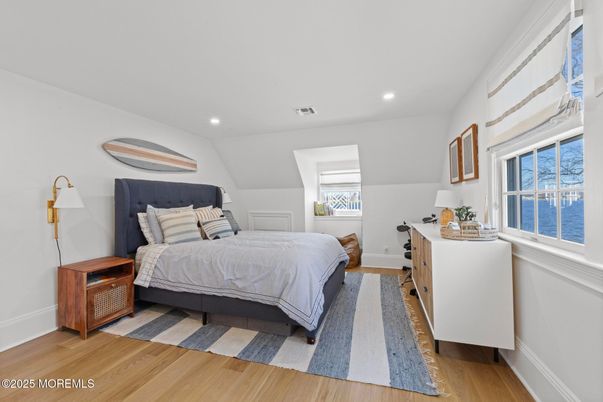 Bedroom, Interior, Recessed Lighting, Water, Wood Texture Flooring
