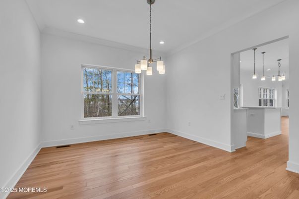 Empty room, Interior, Pendant Lights, Recessed Lighting, Wood Texture Flooring