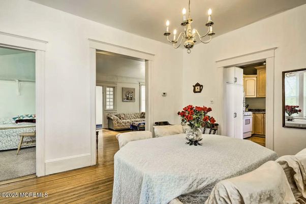 Bedroom, Chandelier, Interior, Wood Texture Flooring