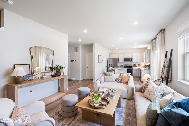 Interior, Kitchen, Living room, Recessed Lighting, Stainless Steel Appliances, Wood Texture Flooring