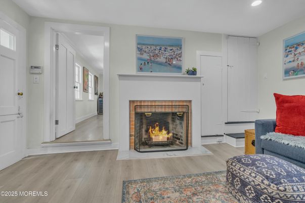 Fireplace, Interior, Recessed Lighting, Wood Texture Flooring