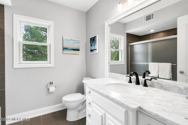 Bathroom, Interior, Recessed Lighting, Wood Texture Flooring