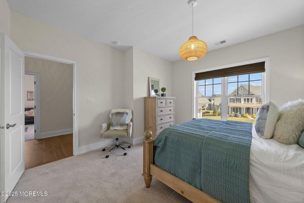 Bedroom, Interior, Pendant Lights, Wood Texture Flooring
