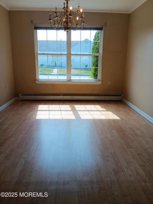 Chandelier, Empty room, Interior, Wood Texture Flooring