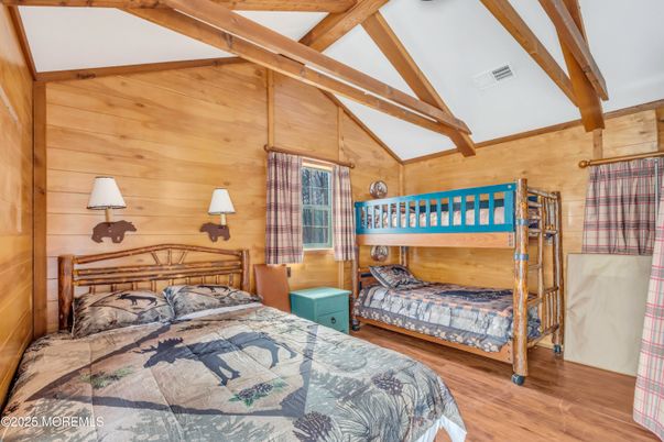 Bedroom, Interior, Wooden Beams, Wood Texture Flooring, Wooden Walls
