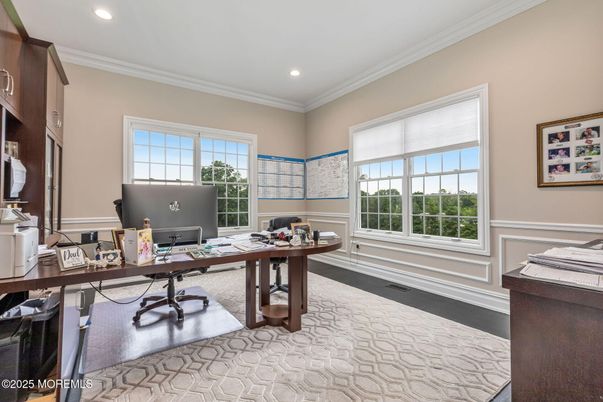 Home Office, Interior, Recessed Lighting, Wood Texture Flooring