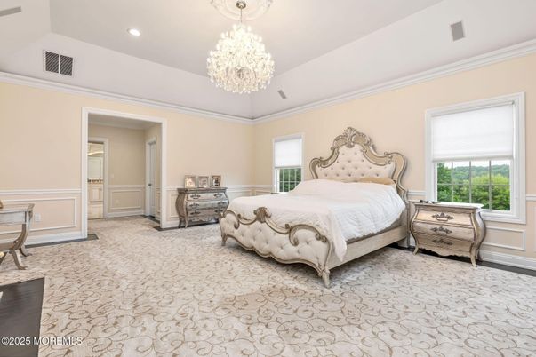 Bedroom, Chandelier, Interior, Recessed Lighting