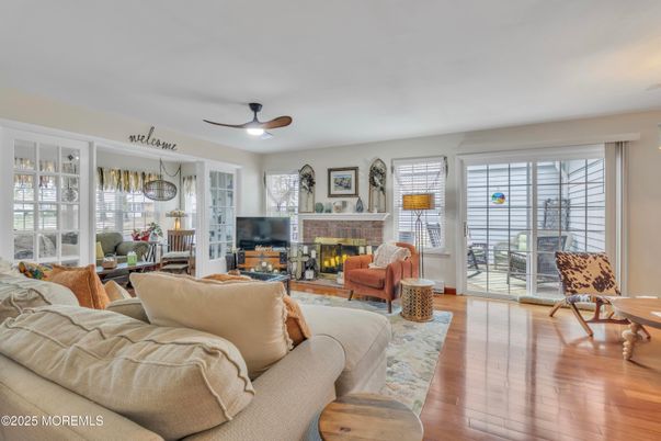 Dining room, Fireplace, Interior, Living room, Wood Texture Flooring