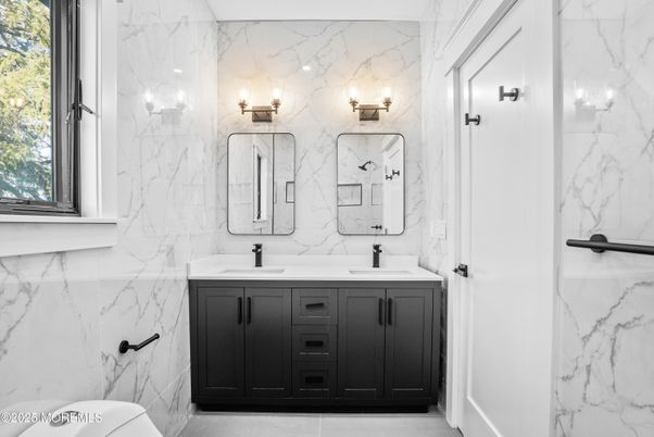 Bathroom, Dual Sink Vanities, Interior, Marble Walls