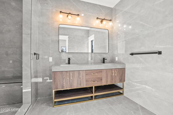 Bathroom, Dual Sink Vanities, Glass Shower, Interior