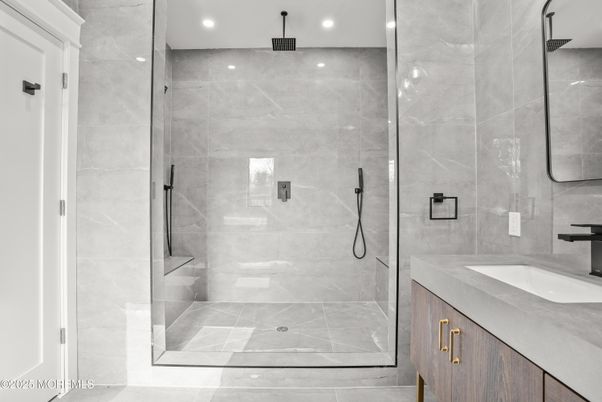Bathroom, Glass Shower, Interior, Recessed Lighting