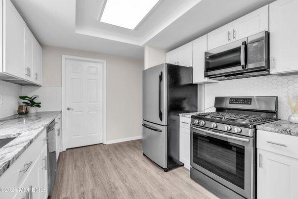 Interior, Kitchen, Stainless Steel Appliances, Wood Texture Flooring