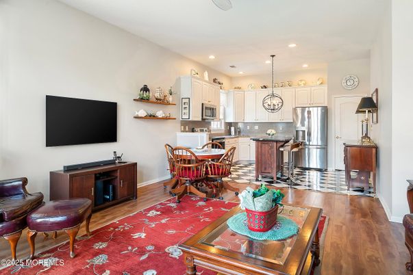 Dining room, Interior, Kitchen, Recessed Lighting, Stainless Steel Appliances, Wood Texture Flooring
