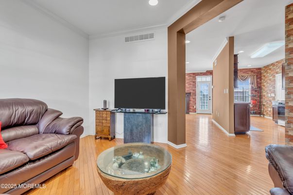 Interior, Recessed Lighting, Stone Walls, Wood Texture Flooring