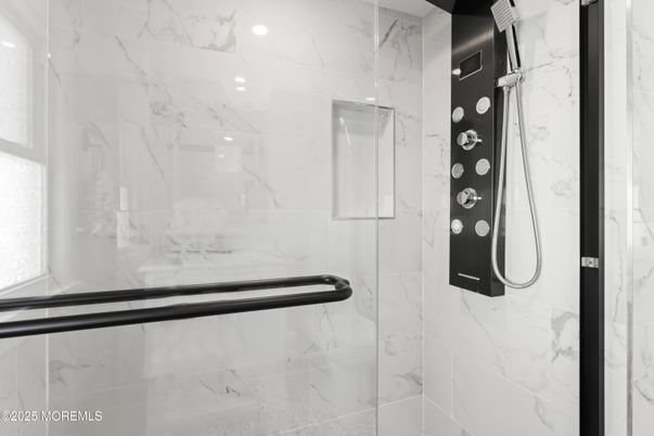 Bathroom, Glass Shower, Interior, Marble Walls