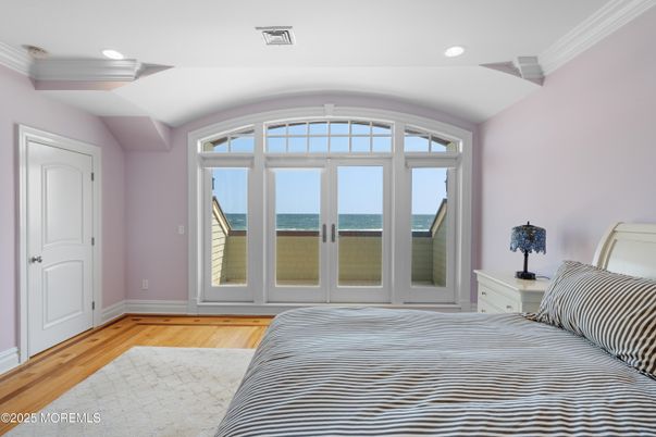 Bedroom, Interior, Recessed Lighting, Water, Wood Texture Flooring