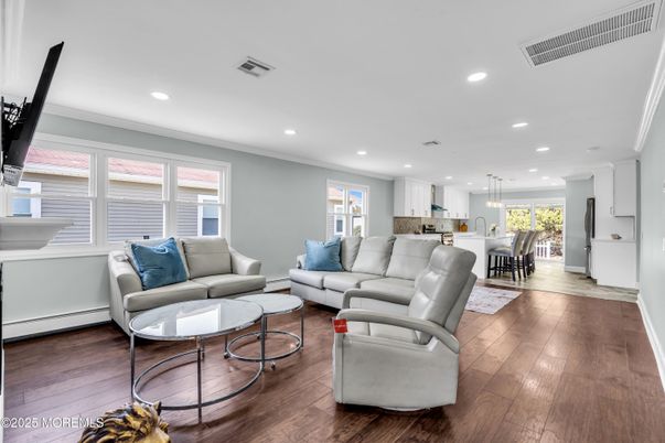 Dining room, Interior, Kitchen, Living room, Pendant Lights, Recessed Lighting, Wood Texture Flooring