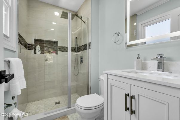 Bathroom, Glass Shower, Interior, Recessed Lighting
