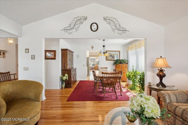 Chandelier, Dining room, Interior, Wood Texture Flooring