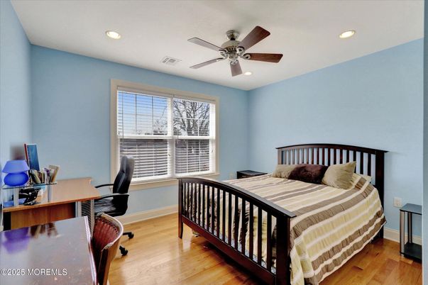 Bedroom, Home Office, Interior, Recessed Lighting, Wood Texture Flooring