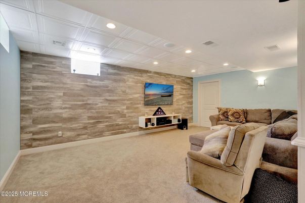 Interior, Living room, Recessed Lighting, Wooden Walls