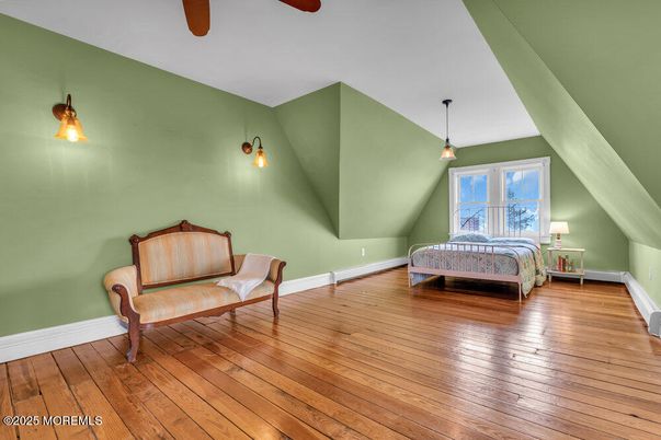 Bedroom, Interior, Pendant Lights, Wood Texture Flooring
