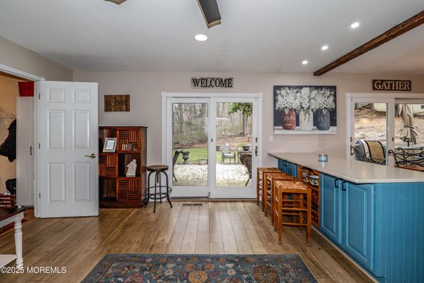 Home Office, Interior, Recessed Lighting, Wooden Beams, Wood Texture Flooring