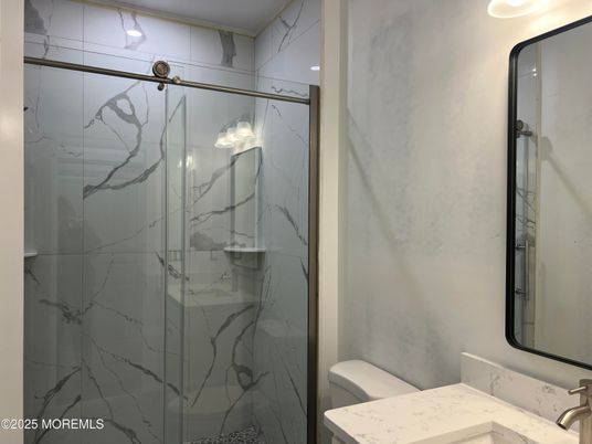 Bathroom, Glass Shower, Interior, Marble Walls