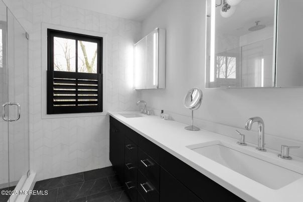 Bathroom, Dual Sink Vanities, Glass Shower, Interior