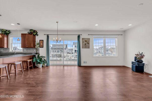 Chandelier, Empty room, Interior, Pendant Lights, Recessed Lighting, Wood Texture Flooring