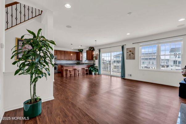 Interior, Kitchen, Pendant Lights, Recessed Lighting, Wood Texture Flooring