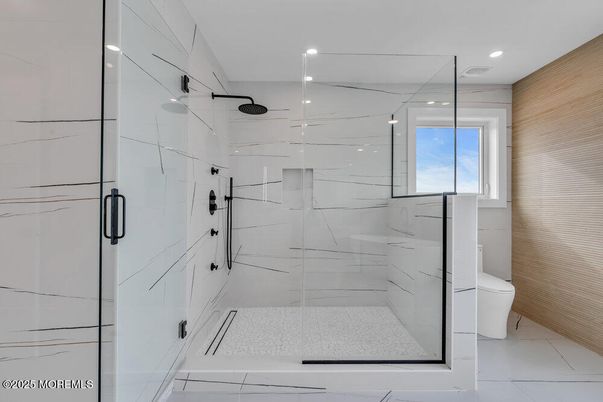 Bathroom, Glass Shower, Interior, Recessed Lighting