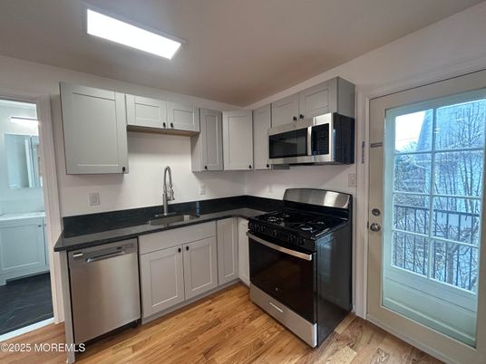 Interior, Kitchen, Stainless Steel Appliances, Wood Texture Flooring